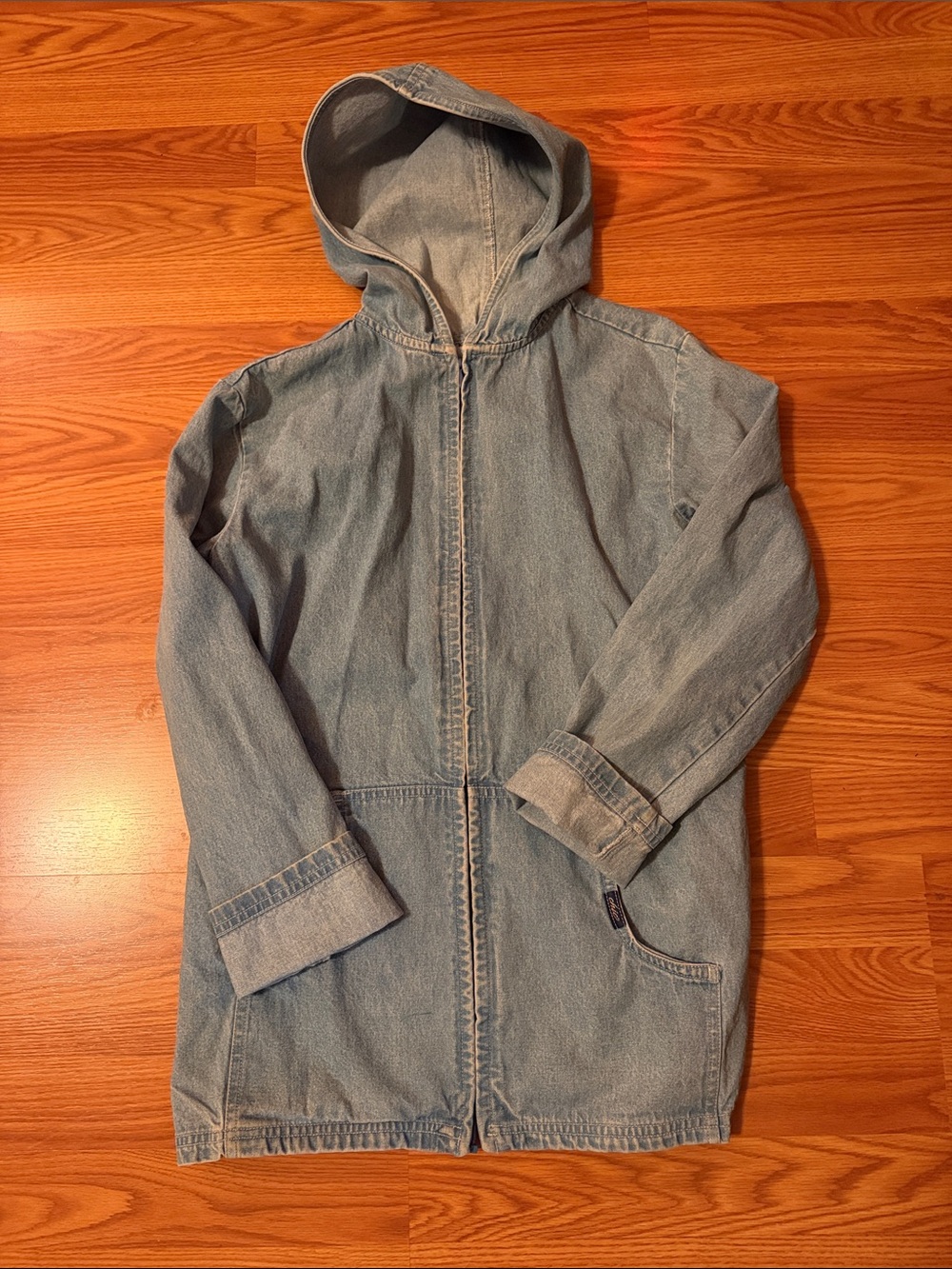 Vintage chic Light Blue Denim Hooded Shirt Jacket